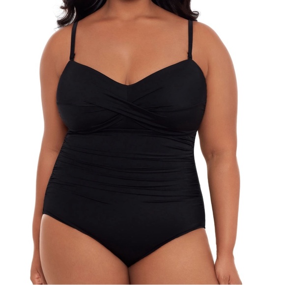 Embrace Your Curves™ by Miracle BrandsOne Piece Swimsuit 3X Black - Picture 1 of 8